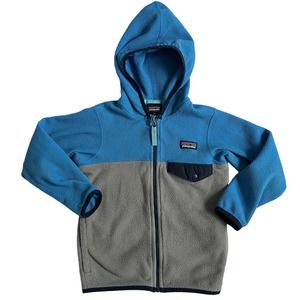 Patagonia Synchilla Hooded Zip Up Snap-T Fleece Jacket Blue Gray 4T